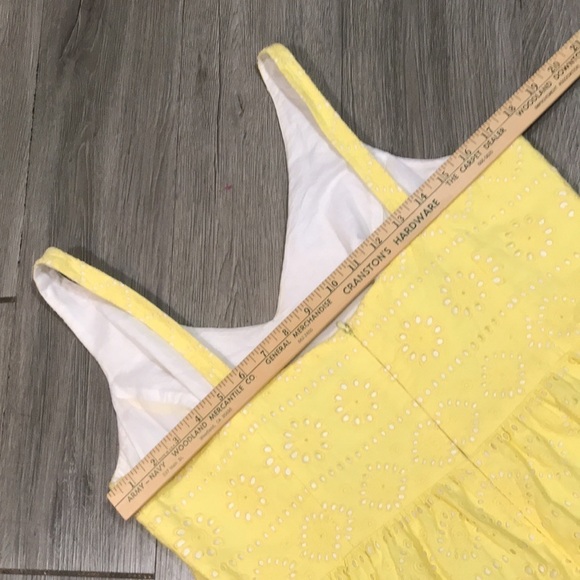 Vineyard Vines size 14 Yellow V-Neck Sleeveless Eyelet Fully Lined Dress - Picture 8 of 9